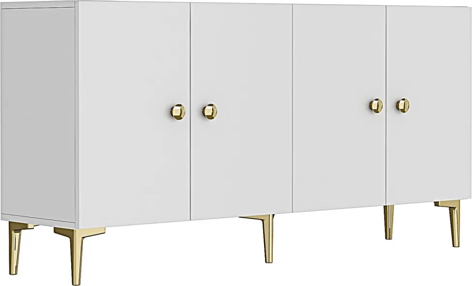 Simple komód, fehér-arany, 150 cm