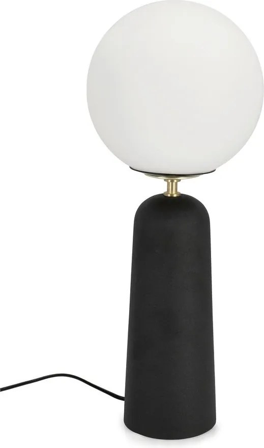 Fekete fém asztali lámpa üveg búrával (magasság 51 cm) Delphine – Bizzotto