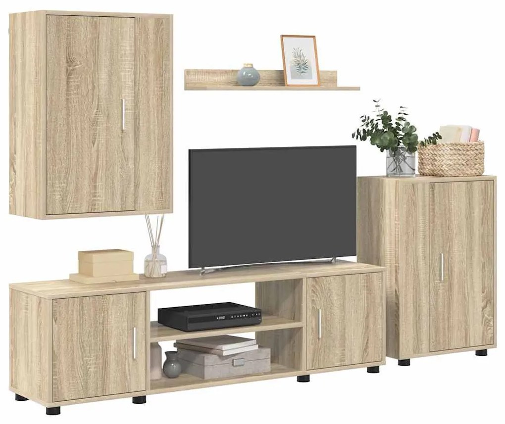 4 részes TV szekrény szett 4 pcs sonoma tölgy Faanyag