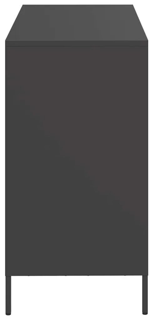 vidaXL fekete hidegen hengerelt acél tálalószekrény 101,5x39x73,5 cm