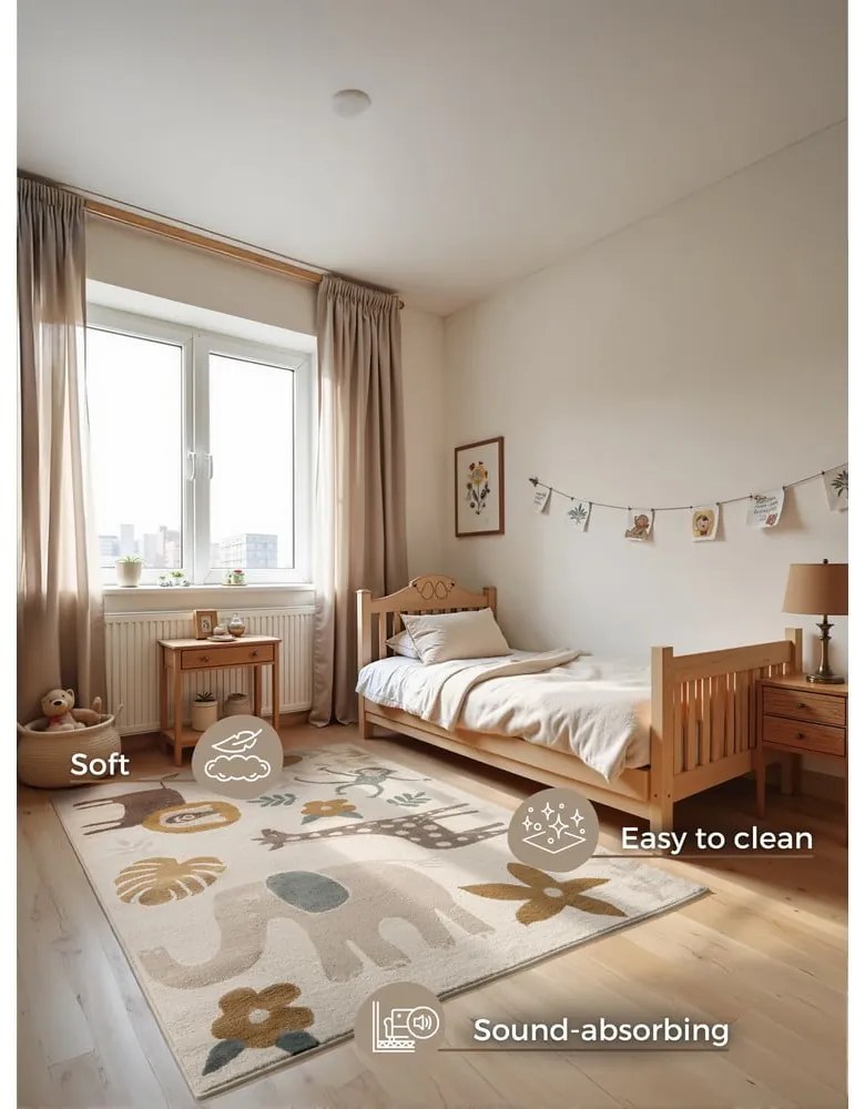 Krémszínű gyerek szőnyeg 160x235 cm Animal Safari – Hanse Home