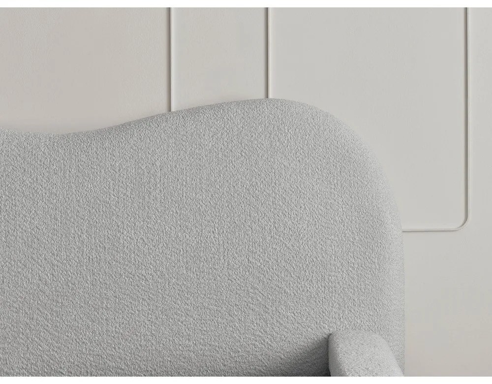 Világosszürke kárpitozott ágyneműtartós franciaágy ágyráccsal 160x200 cm Orlane – Bobochic Paris