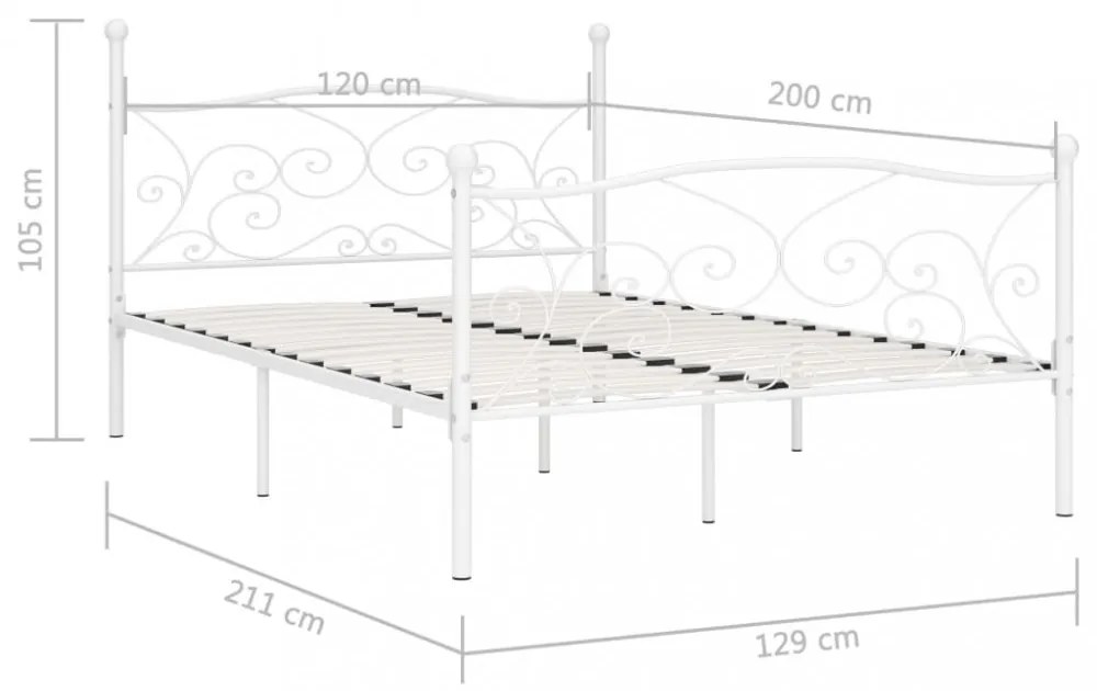 fehér fém ágykeret lécezett ágyráccsal 120 x 200 cm