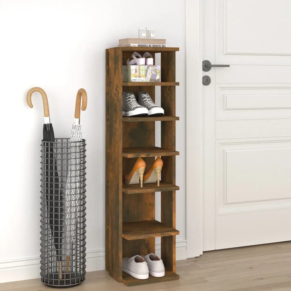 füstös tölgy színű szerelt fa cipőtartó 27,5 x 27 x 102 cm