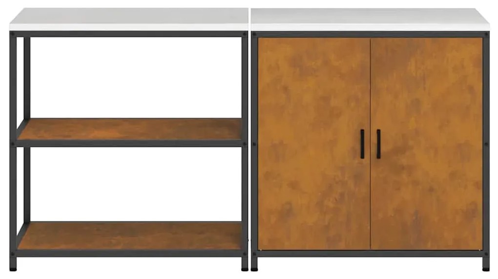 Konyhai Tároló Készlet polcokkal 2 pcs Rozsdás 180 x 50 x 92 cm