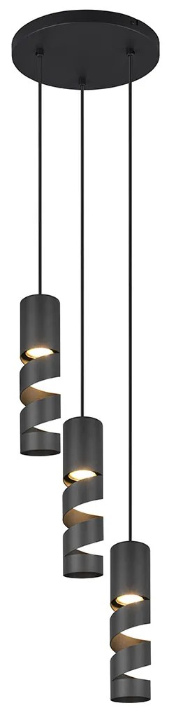 Modern fekete függőlámpa 3 égős - Stream