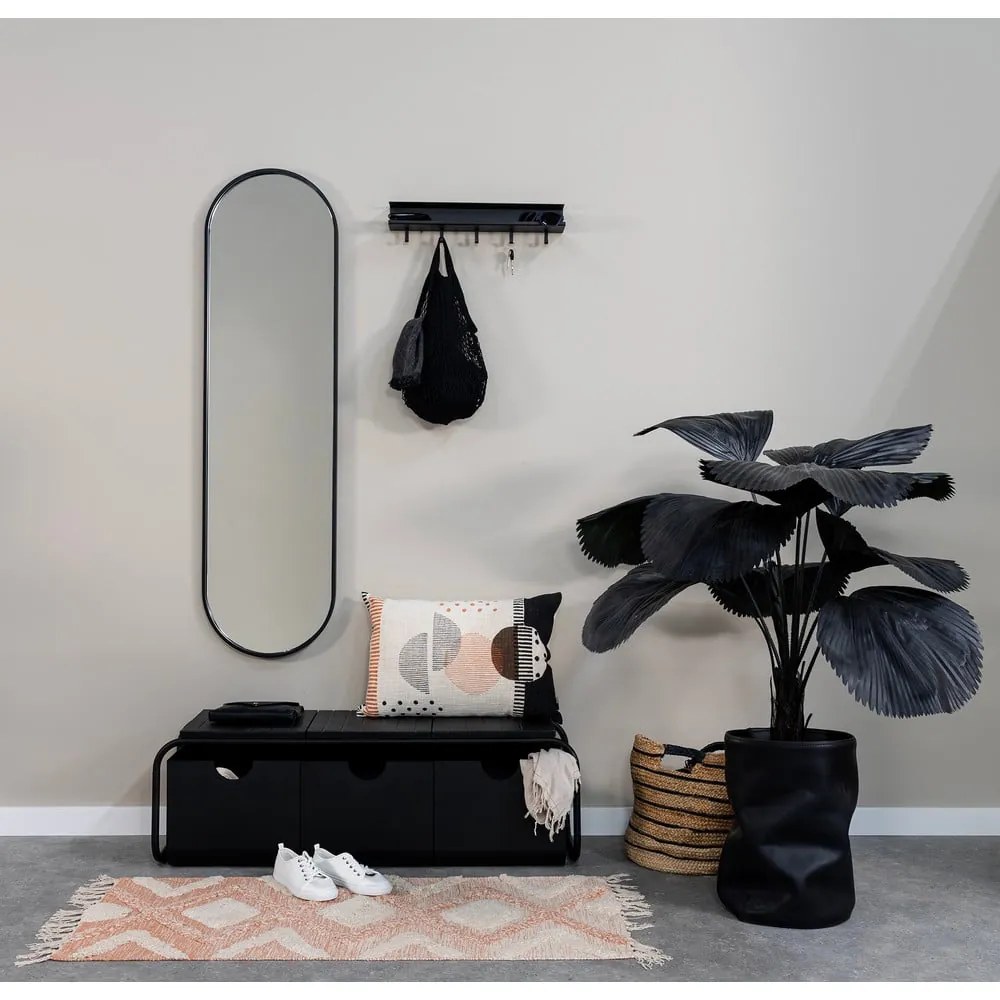 Fekete fém fali fogas polccal 50 cm Easy – Spinder Design