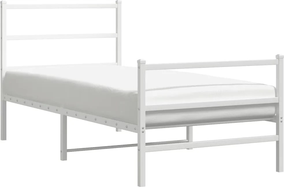 vidaXL fehér fém ágykeret fej- és lábtámlával 90 x 190 cm
