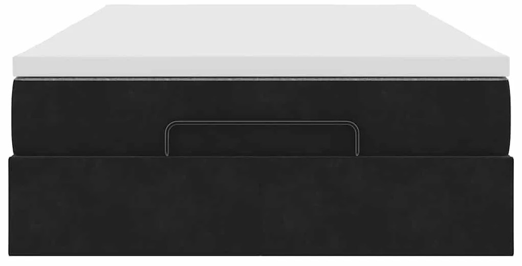 Ottomán ágykeret matraccal fekete 120x200cm bársony