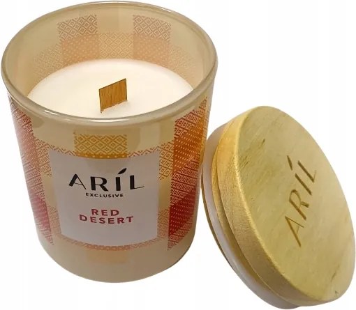 Aril Exclusive Illatgyertya üvegben fa kanóc Red Desert 28 h