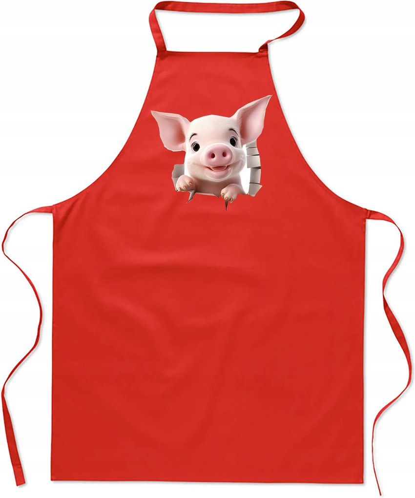 Konyhai Kötény piros lyuk Malac malac morgó FA_484_cw