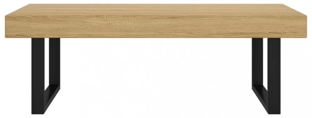 világosbarna és fekete MDF és vas dohányzóasztal 120x60x40 cm