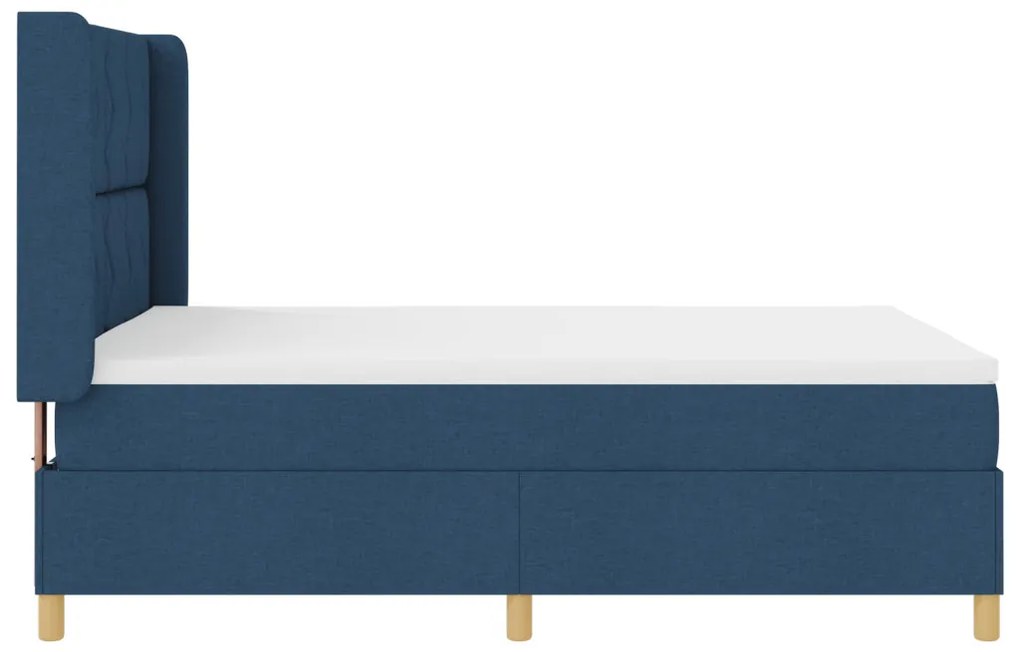 Boxspring Ágy Mattal és Kék LED-del 140x200 cm Szövet
