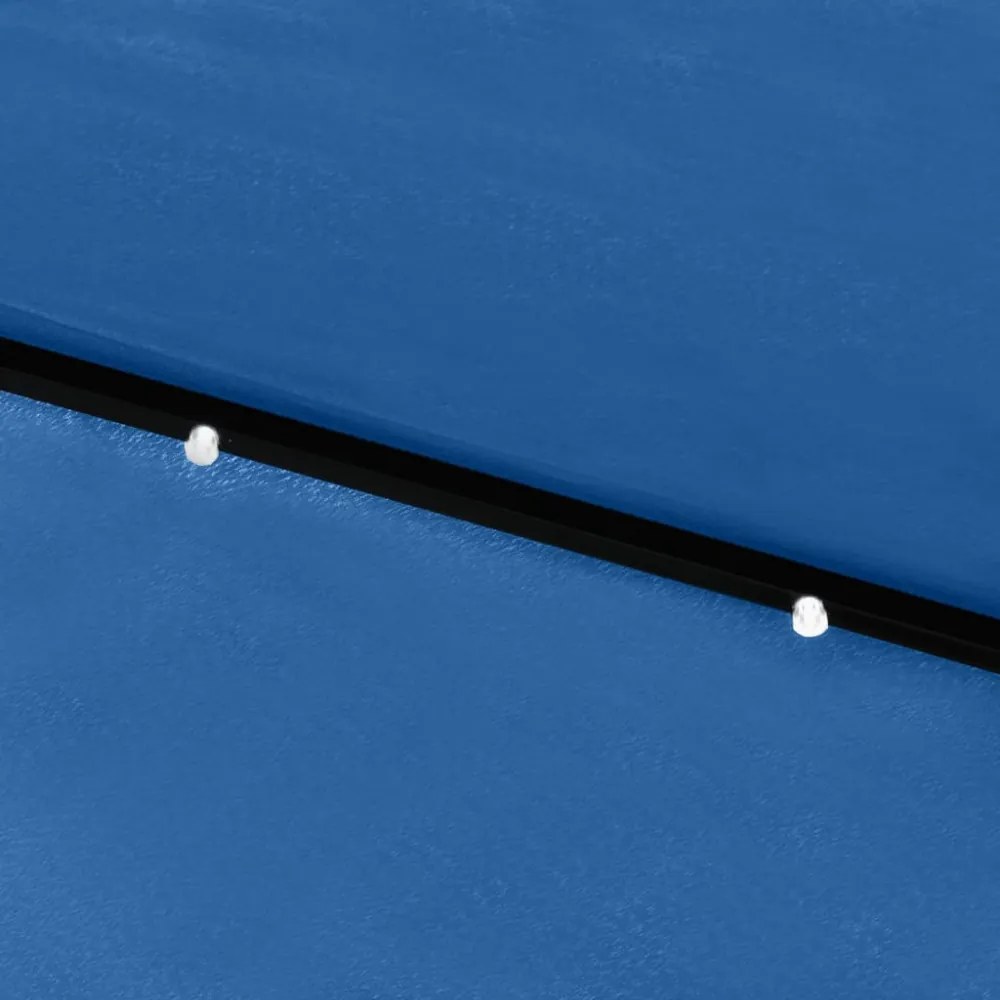azúrkék napernyő LED-ekkel és acél rúddal 2 x 3 m