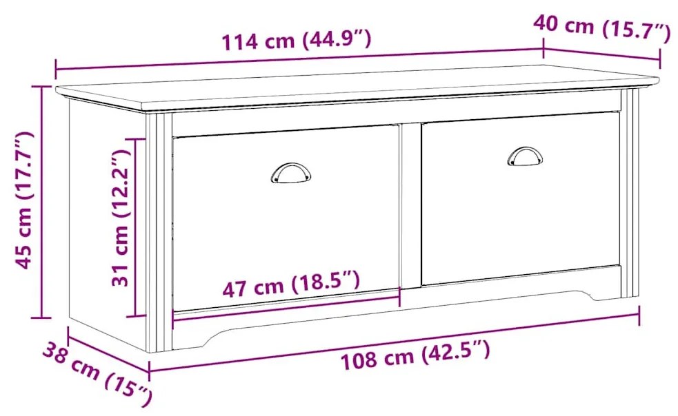 előszobai pad BODO&quot; Fehér 114x40x45 cm&quot;