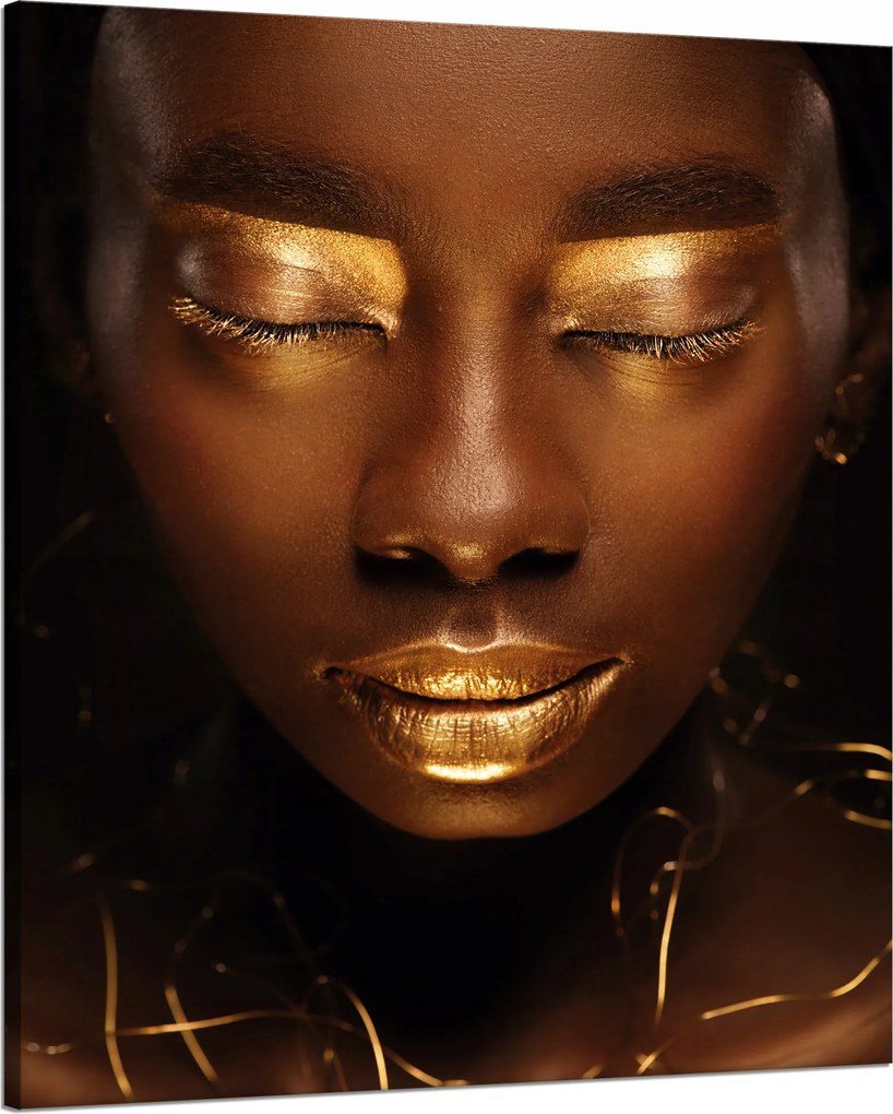 Vászonkép Nő Arc Arany Elemek 80x100 cm Ideális ajándék