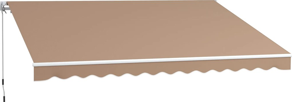 Outsunny Kézi Retró Afonya 350 cm x 250 cm Erkélyre Fém Crank Vízálló és UV Elleni Kültéri Rolós Afonya Kert Terasz Ablakokhoz Barna | Aosom