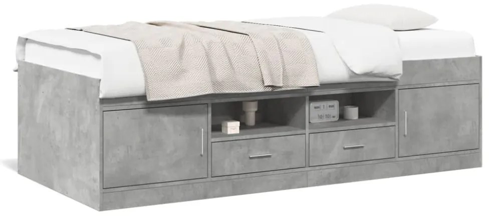 betonszürke kanapéágy fiókkal matrac nélkül 90x190 cm