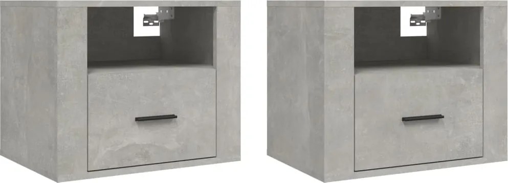 vidaXL 2 db betonszürke falra szerelhető éjjeliszekrény 50x36x40 cm
