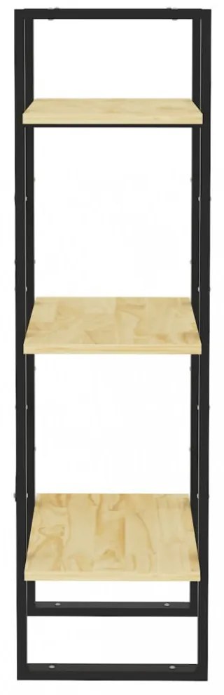 háromszintes tömör fenyőfa könyvszekrény 40 x 30 x 105 cm
