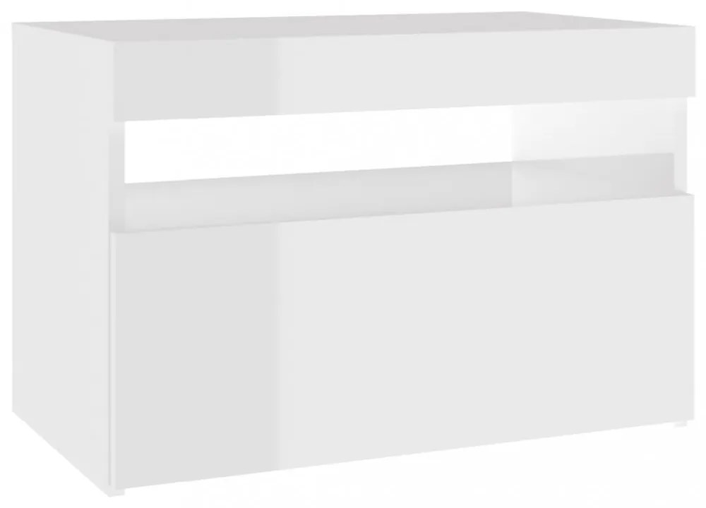 2 db magasfényű fehér TV-szekrény LED-lámpákkal 60 x 35 x 40 cm