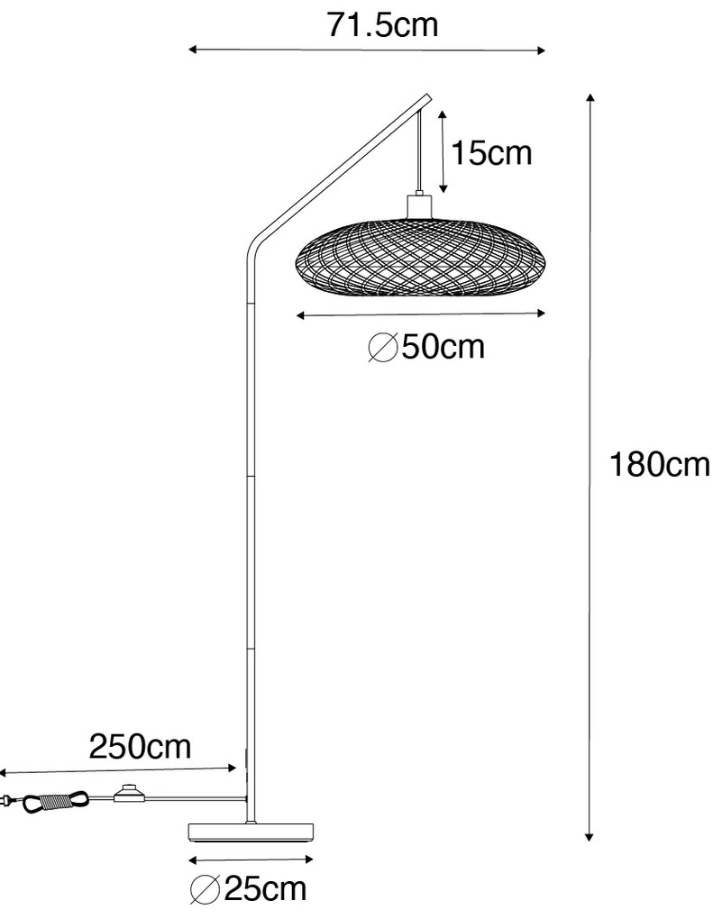 Keleti állólámpa fekete bambuszból - Ostrava