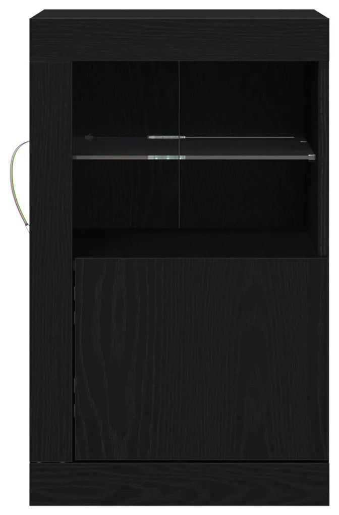 LED világítással ellátott fekete tölgy komód 41x37x67 cm