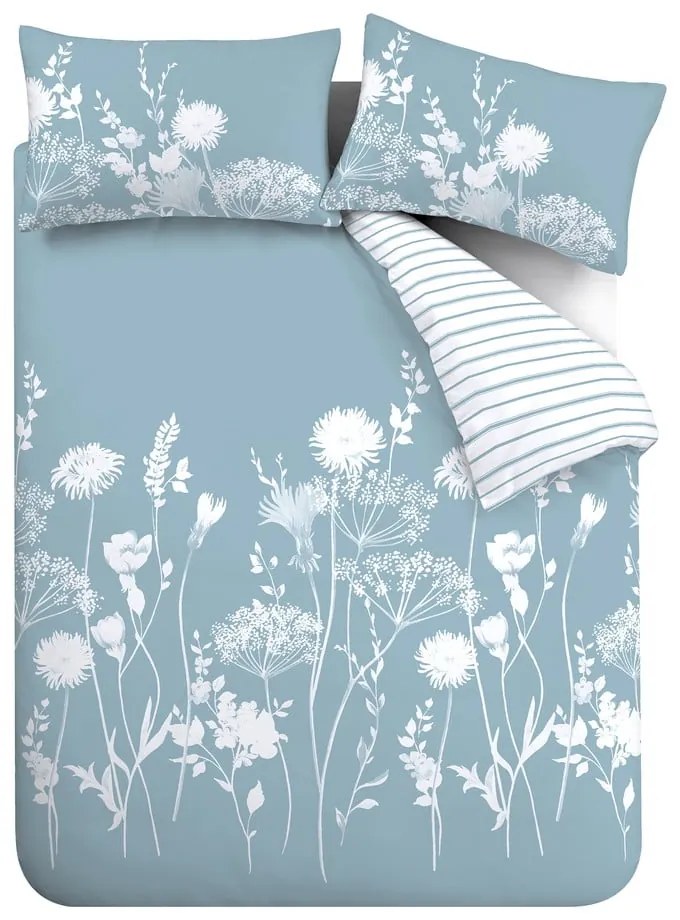 Fehér-kék egyszemélyes ágyneműhuzat 135x200 cm Meadowsweet Floral – Catherine Lansfield