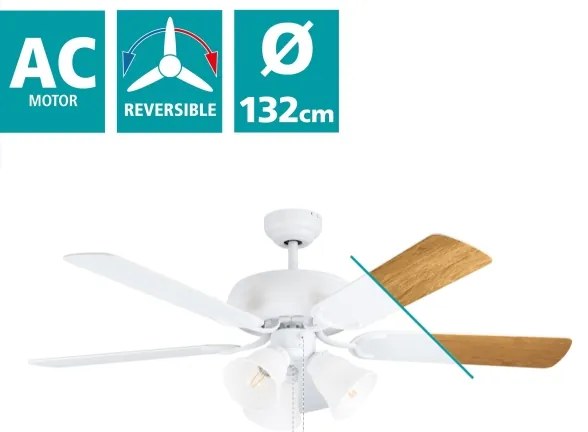Eglo 35076 - Mennyezeti ventilátor LAS PALMAS 3xE27/40W/230V fehér