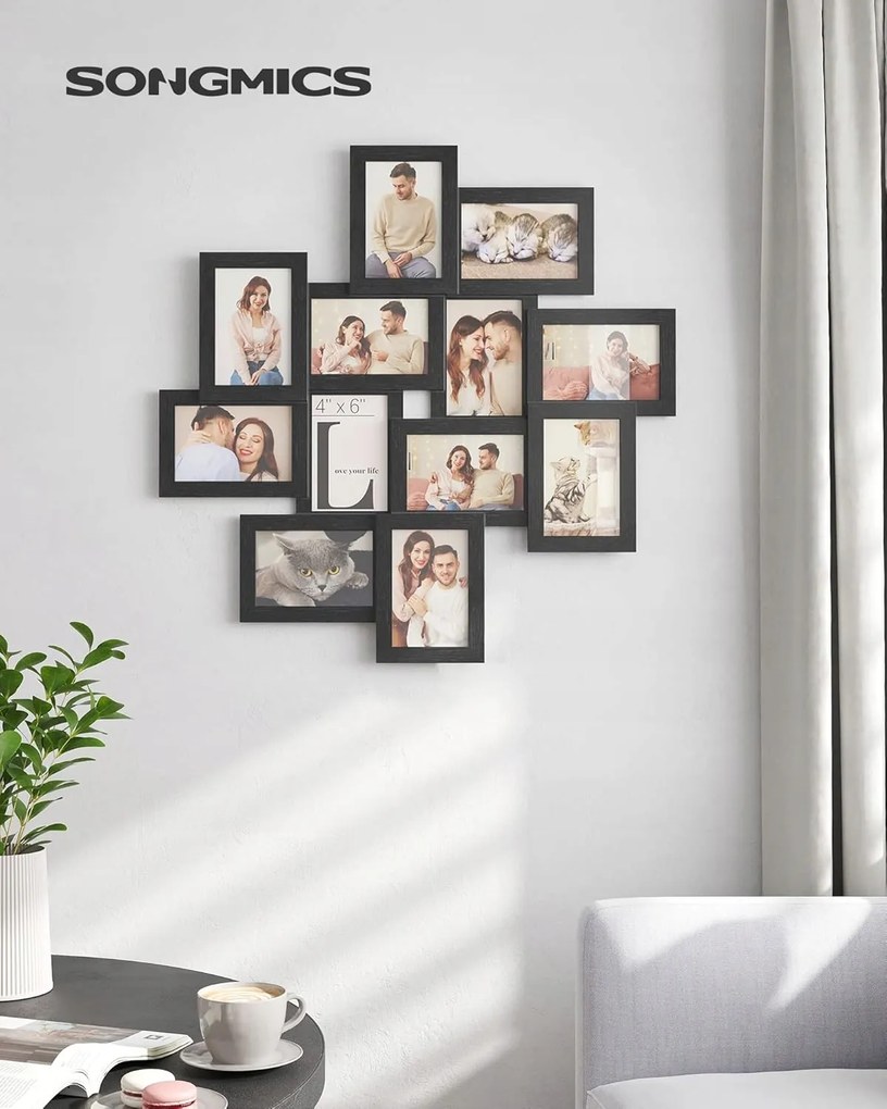 Képkeret 12 képhez Kollázs Képkeret 10 x 15 Fekete 63 x 63 cm