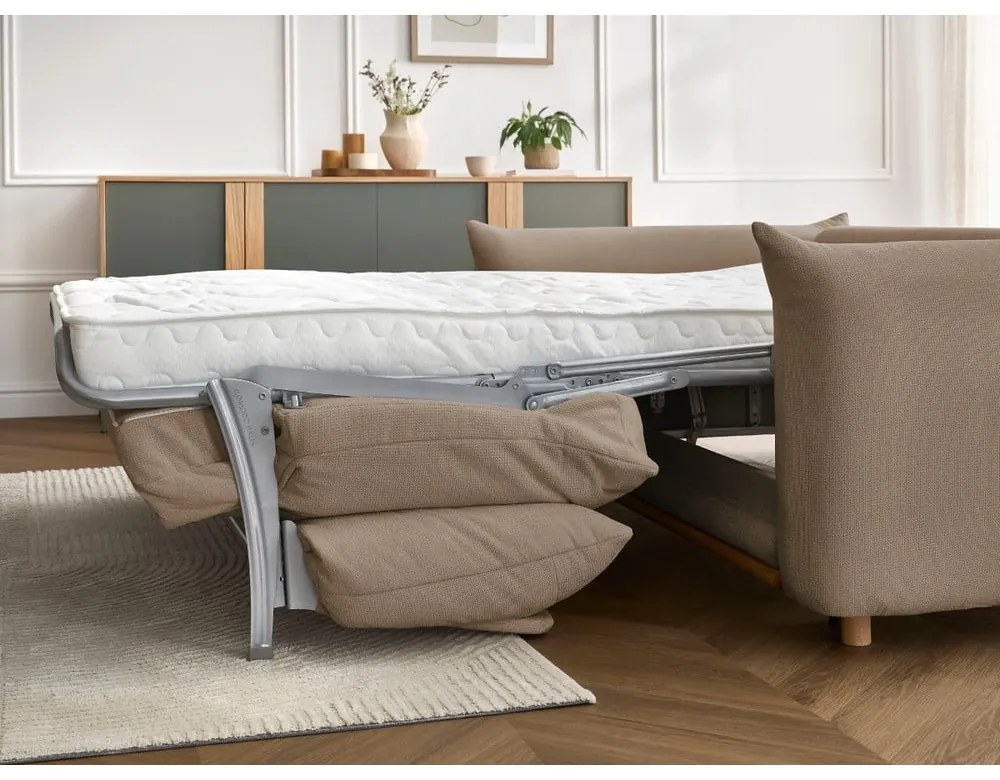 Bézs kinyitható kanapé 214 cm Ernest – Bobochic Paris