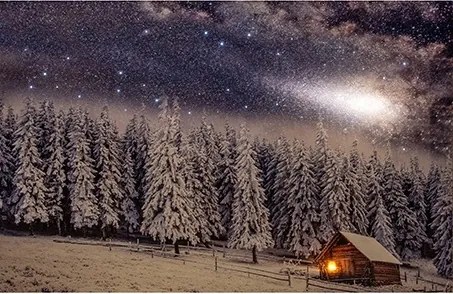 LED-es kép Téli házikó
