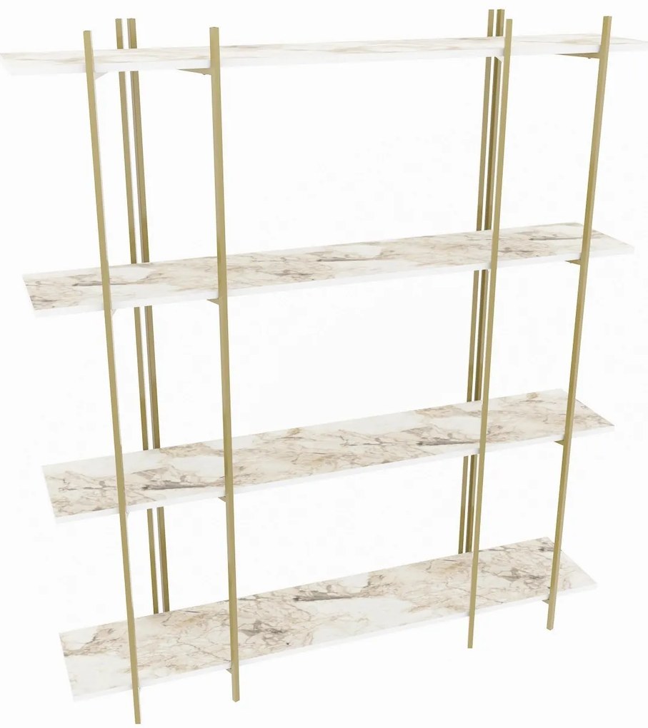 könyvespolc Moss - White, Gold