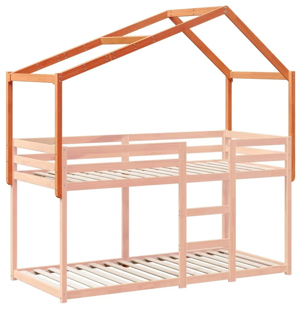 viaszbarna tömör fenyőfa gyerekágytető 213 x 85,5 x 144,5 cm