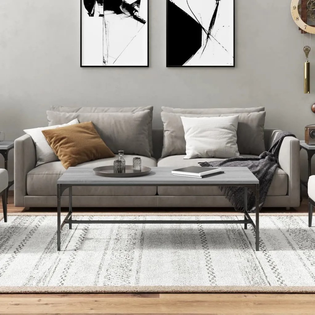 Szürke sonoma szerelt fa dohányzóasztal 80x50x35 cm
