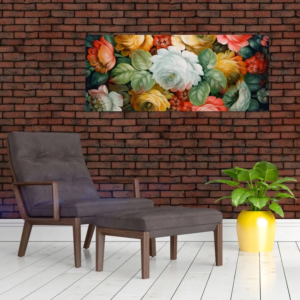 A festett virágcsokor képe (120x50 cm)