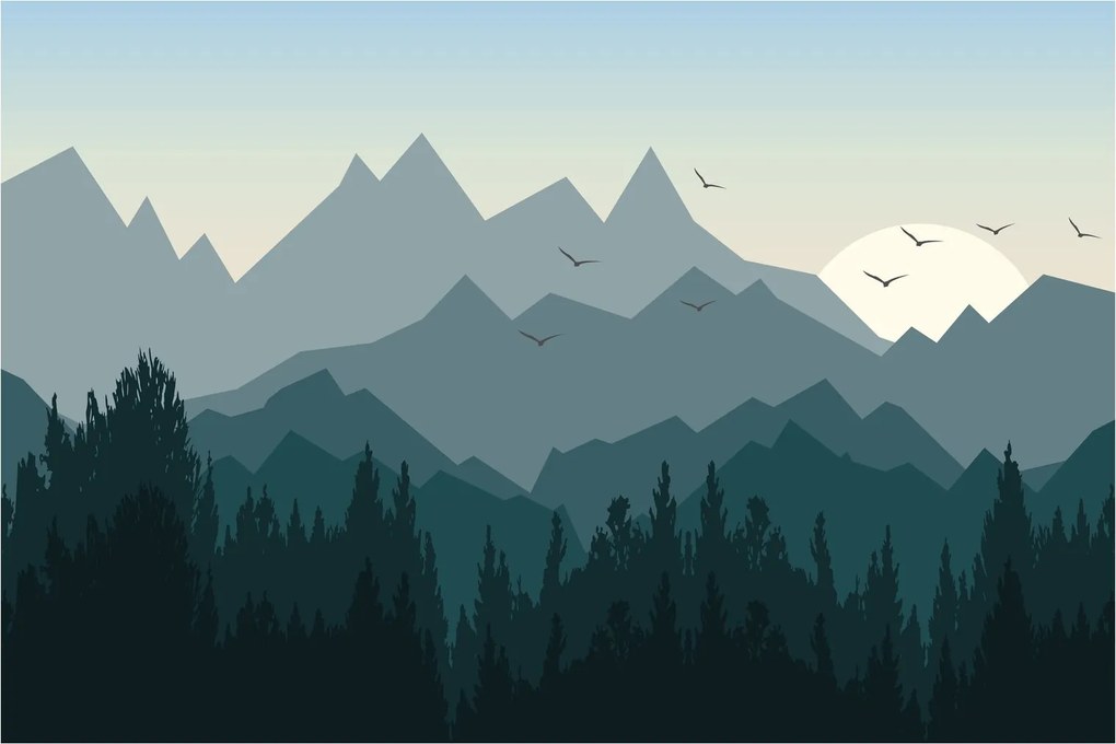 Kép - Hegyek grafikus szemmel (90x60 cm)