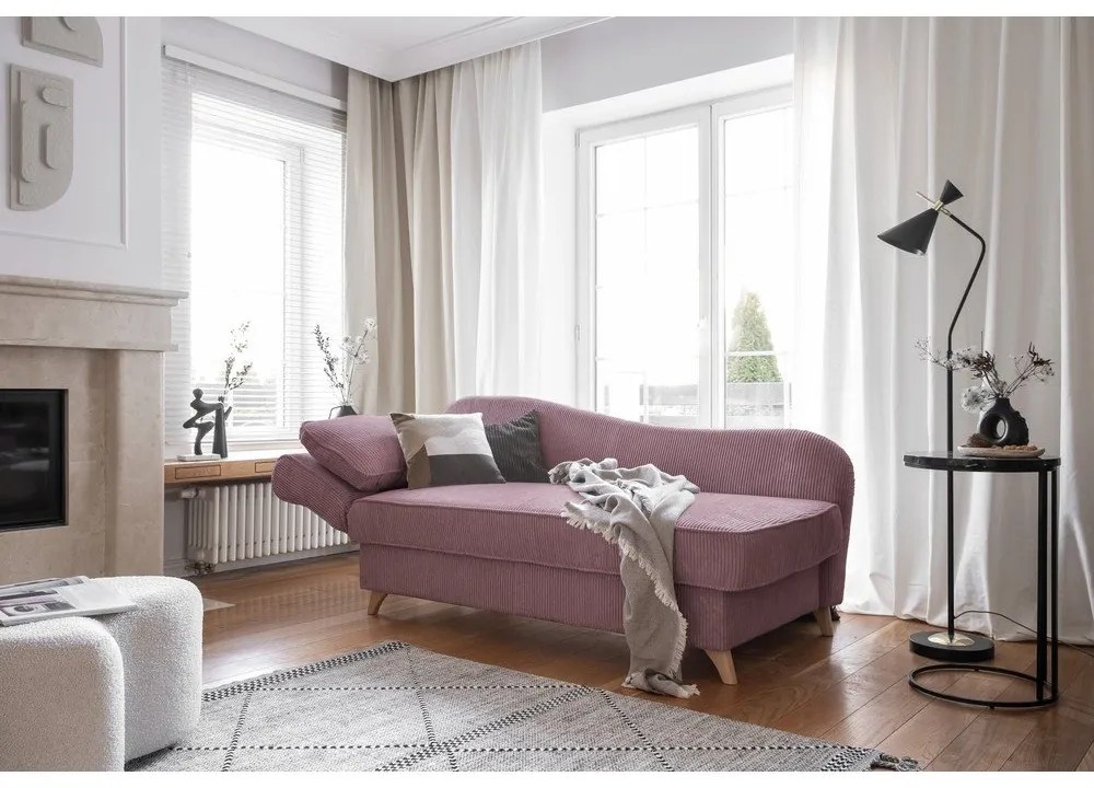Törtrózsaszín kordbársony heverő (bal oldali) Chic Charlotte – Miuform