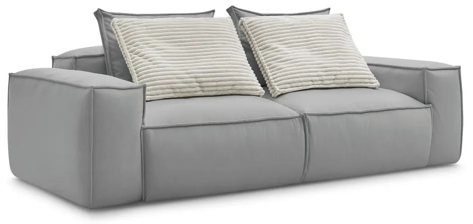 Világosszürke bőrutánzat kanapé 260 cm Boheme – Bobochic Paris