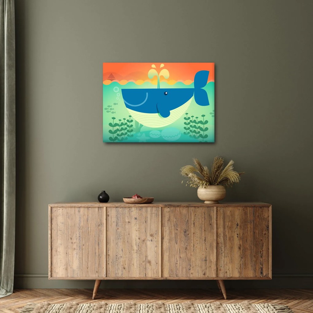Kép - Vidám bálna a tengerben (70x50 cm)