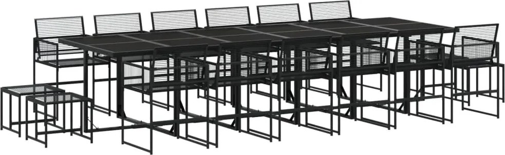 vidaXL 17 részes fekete polyrattan kerti étkezőgarnitúra