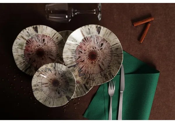 24 darabos színes porcelán étkészlet