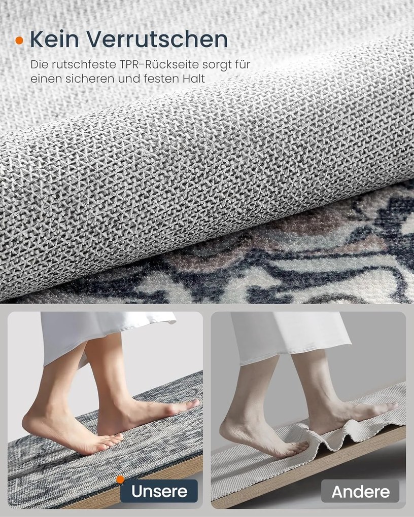 SONGMICS HOME szőnyeg, 61 x 92 cm, csúszásmentes nappali szőnyeg, szürke
