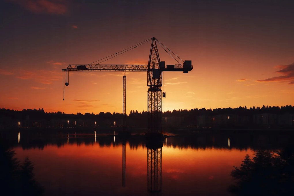 Poszter 45x30cm Alkonyat a daru felett