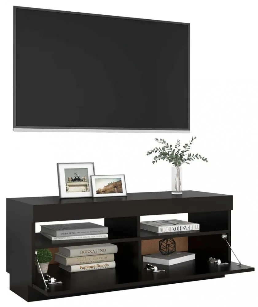 fekete TV-szekrény LED-lámpákkal 100 x 35 x 40 cm