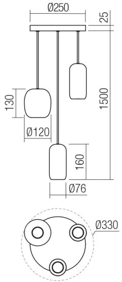 Redo 01-3480 - Csillár zsinóron BOOM 3xGU10/10W/230V átm. 33 cm fekete/zöld/barna