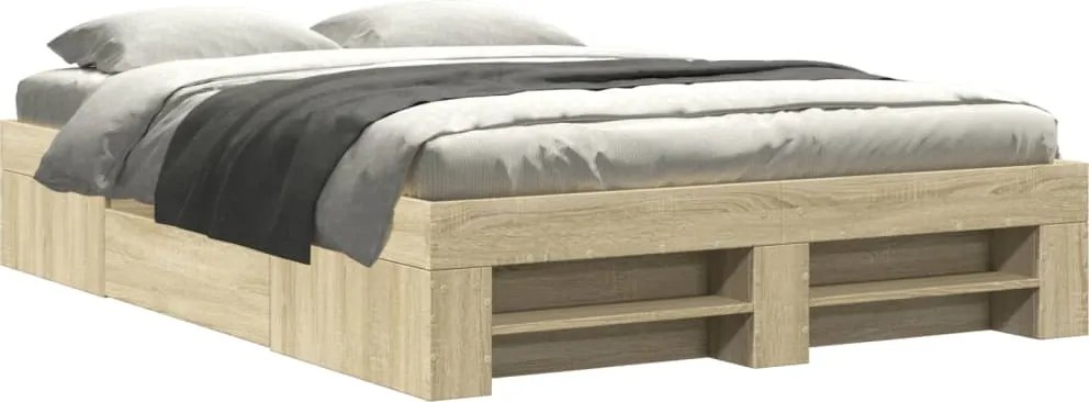 vidaXL sonoma tölgy színű szerelt fa ágykeret matrac nélkül 120x190 cm