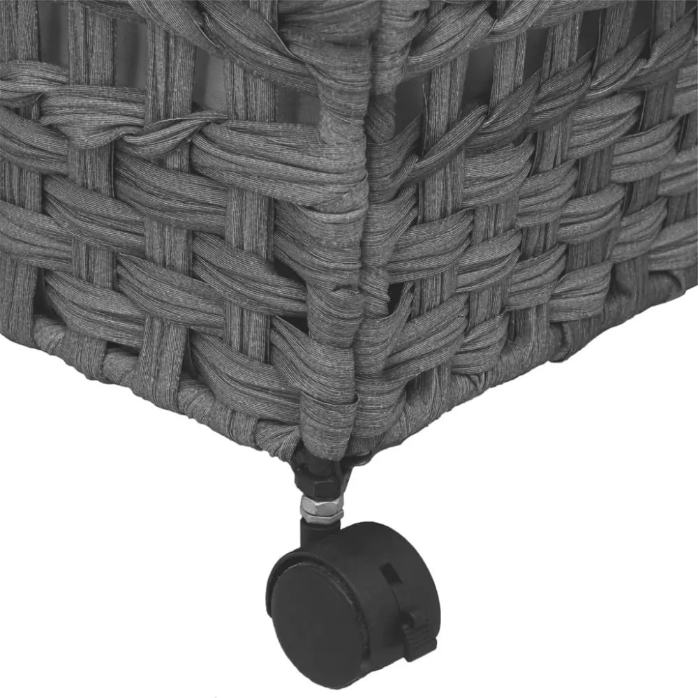 szürke rattan szennyeskosár kerekekkel 66x35x60 cm