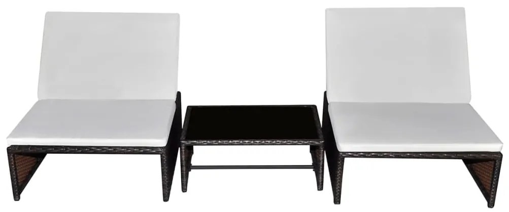 2 db barna polyrattan dönthető kerti szék asztallal
