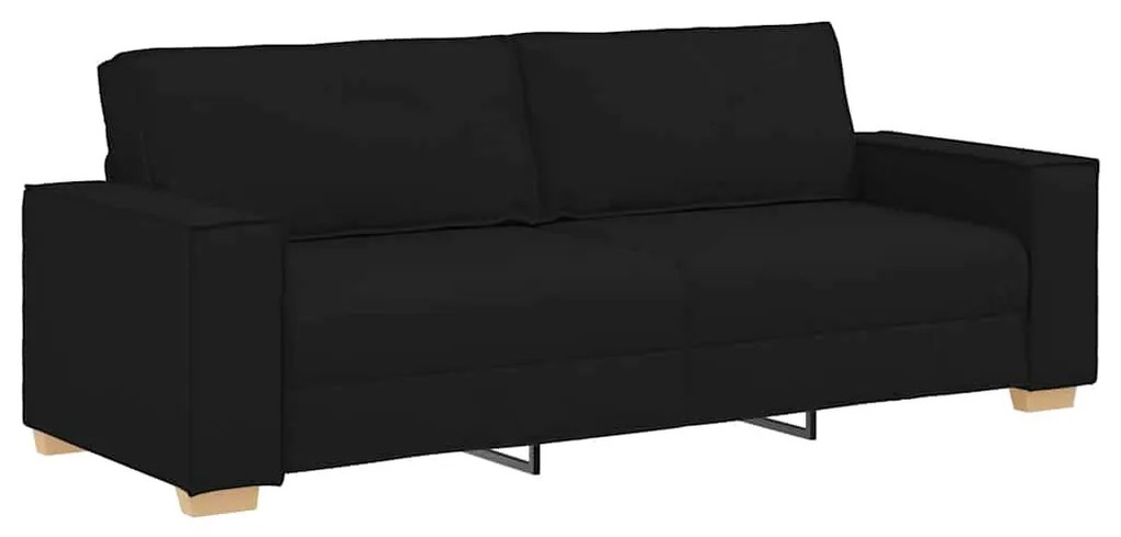 3 személyes, fekete szövetkanapé 180 cm